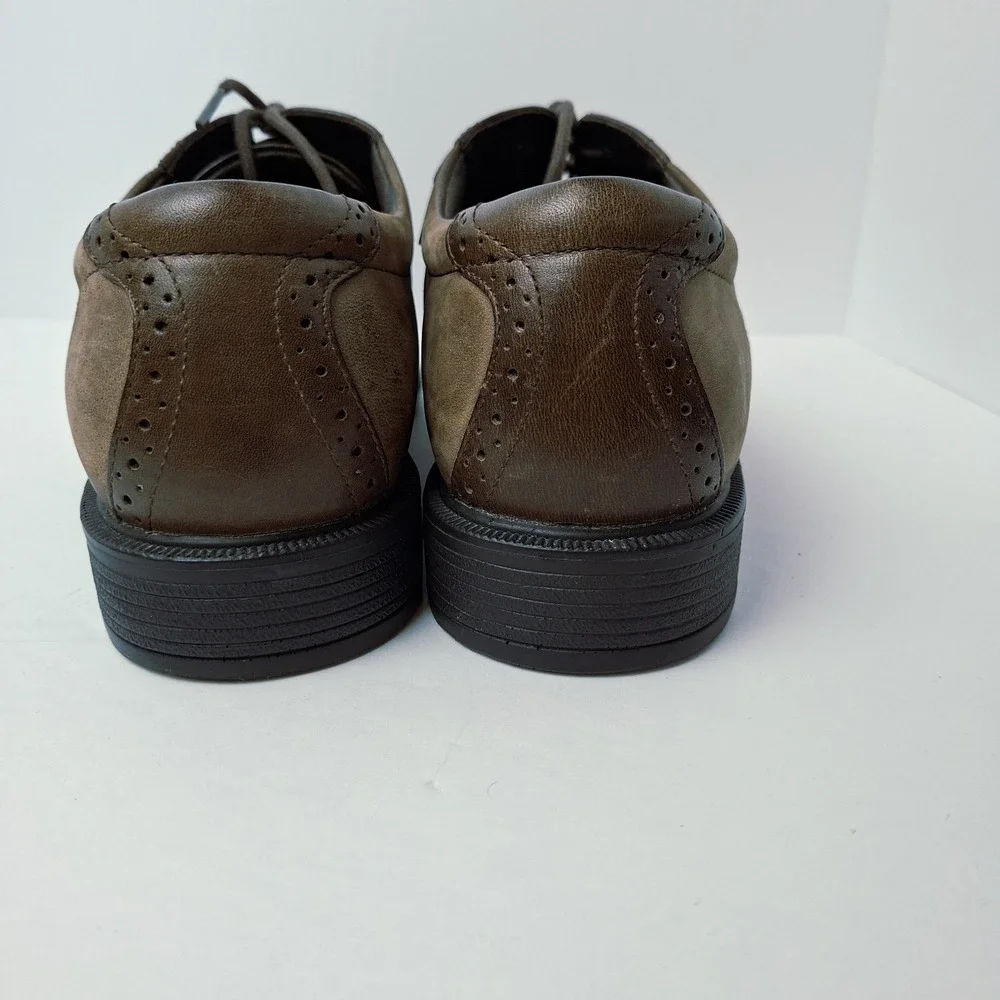 Rockport Men's 9W Leather Suede Brogue Saddle Dress Shoes Square‎ toe Oxford